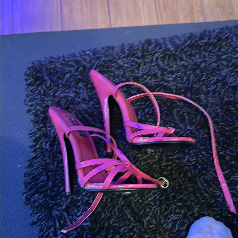 Chic Red Stiletto Heels with Strappy Design